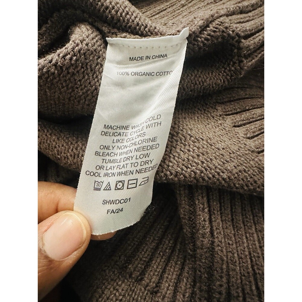 Quince 100% Organic Cotton Boyfriend Crew Sweater - Heather Brown Medium - Picture 5 of 6